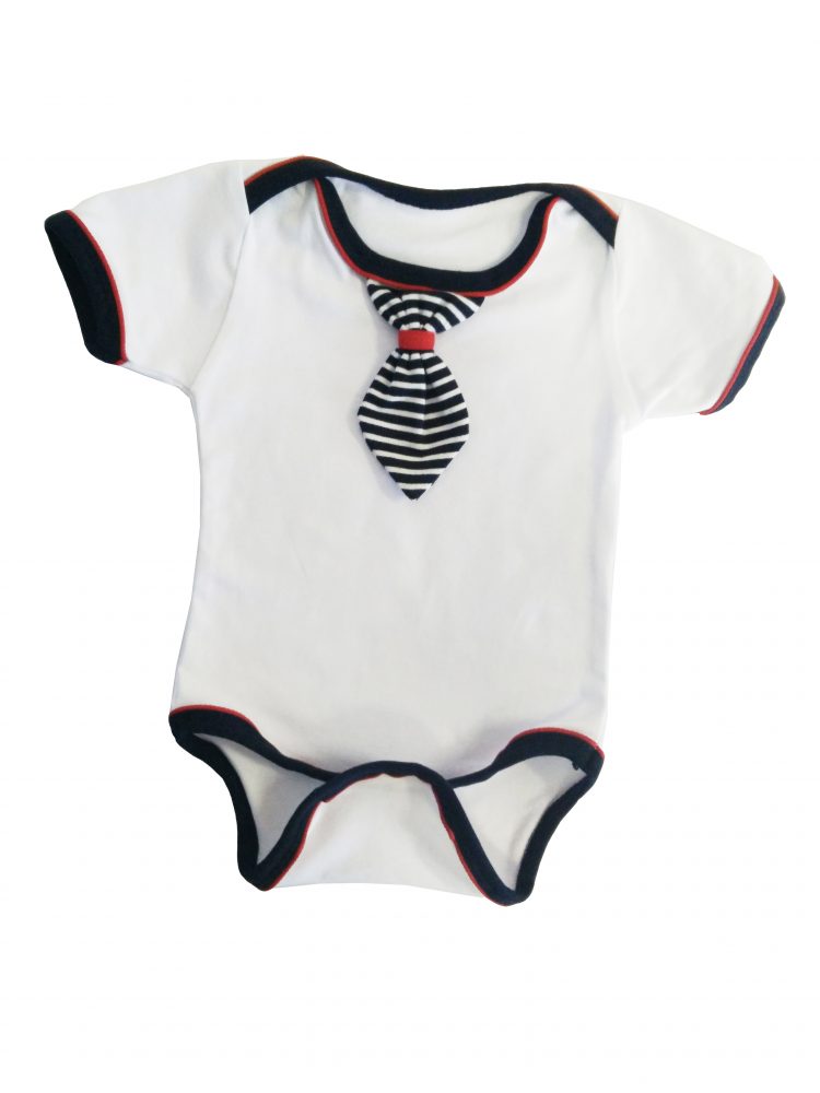 Białe niemowlęce body z krawatem (0191-2) zdjęcie 6