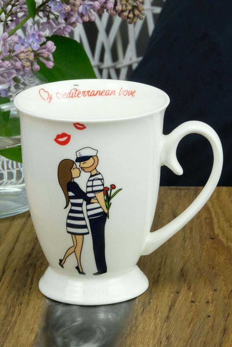 Porcelanowy kubek z  żeglarską grafiką (0723-4) zdjęcie 1