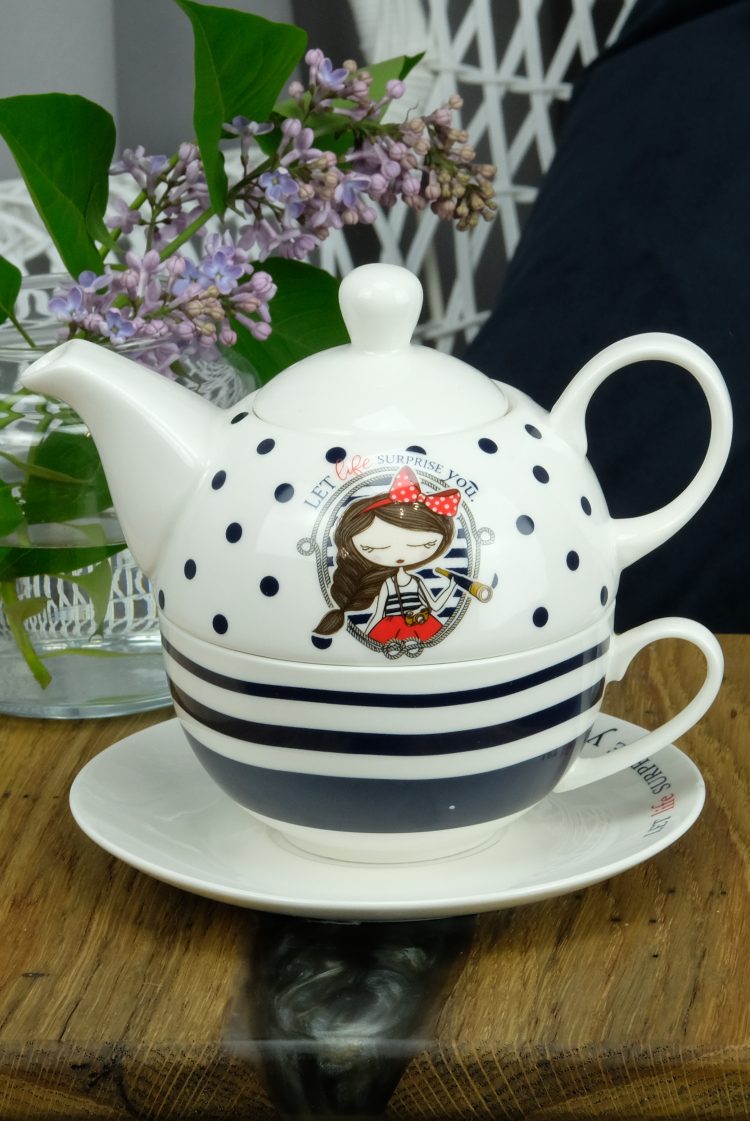 Porcelanowy zestaw  czajniczek z filiżanką (0726-2) zdjęcie 1