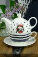 Porcelanowy zestaw  czajniczek z filiżanką (0726-2) miniaturka 1