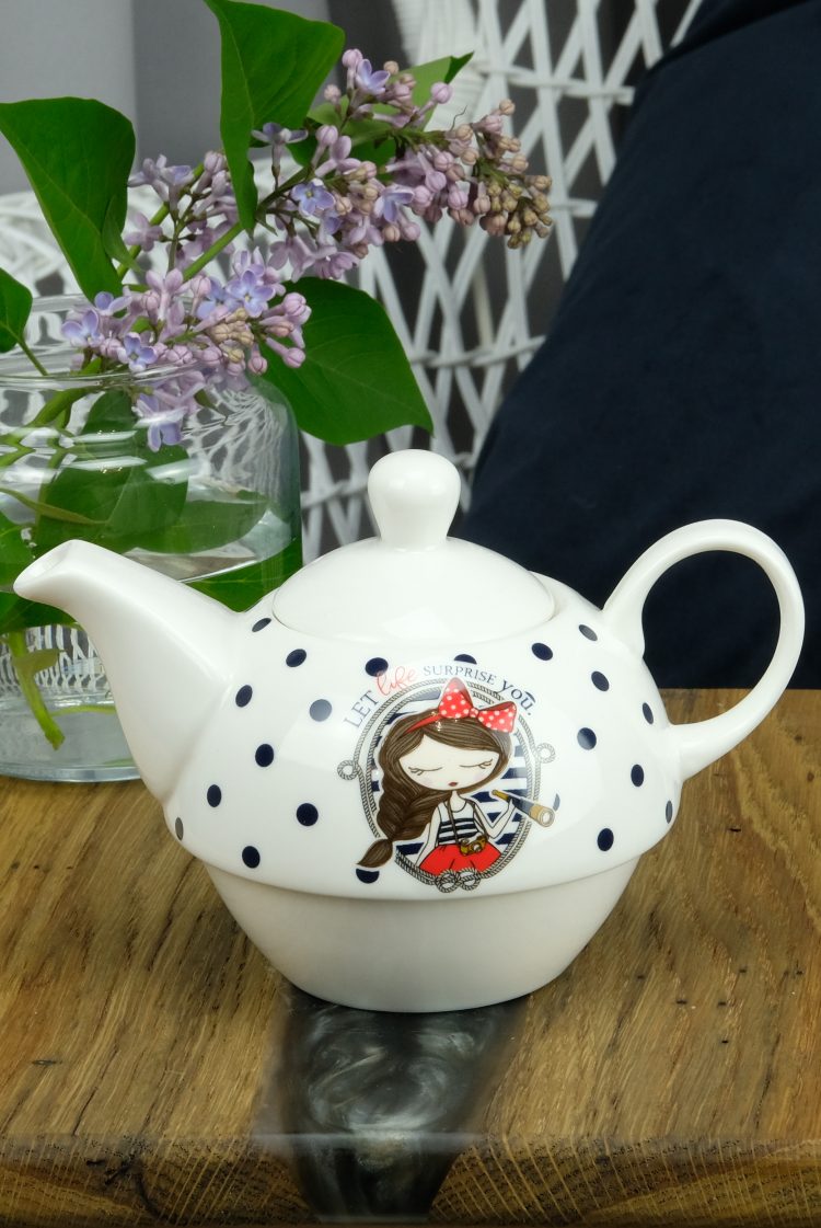 Porcelanowy zestaw  czajniczek z filiżanką (0726-2) zdjęcie 3