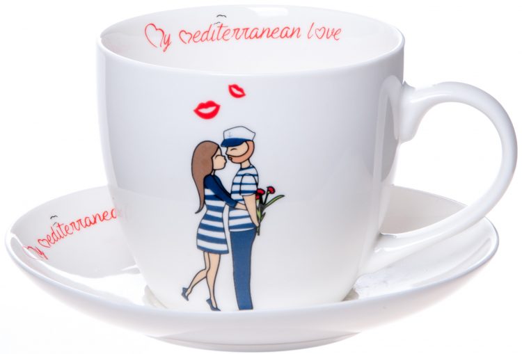 Porcelanowa filżanka z  żeglarską grafiką (0729-3) zdjęcie 5
