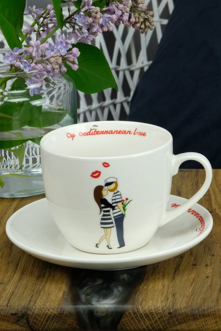 Porcelanowa filżanka z  żeglarską grafiką (0729-3) zdjęcie 1