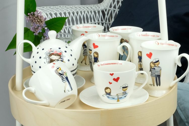Porcelanowy kubek z  żeglarską grafiką (0723-4) zdjęcie 3