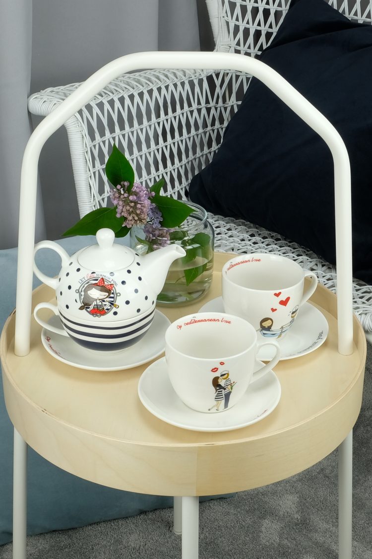 Porcelanowy zestaw  czajniczek z filiżanką (0726-2) zdjęcie 2